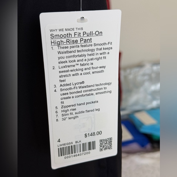 NWT Lululemon Smooth Fit Pull-On High-Rise Pant Regular, Black, Size 4 - Picture 7 of 9